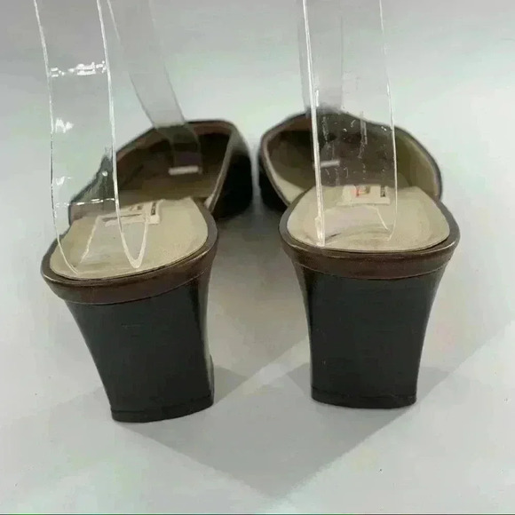 Talbots heels size 6.5 chocolate brown Italian leather mules vintage 80s 90s - Picture 4 of 12